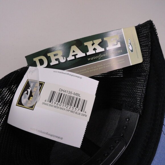 Drake Waterfowl Hat Blue Black Enid Mesh Snapback Trucker Cap Mens NWT DH4135 - Picture 4 of 9
